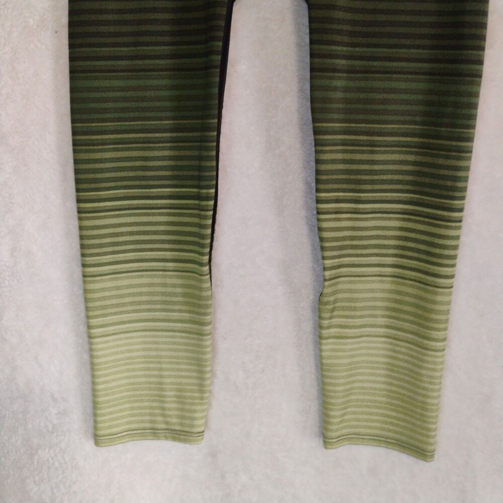 K-DEER Will Stripe Capri Leggings Large Micro Striped Olive Green High Waist Gym - Picture 11 of 16